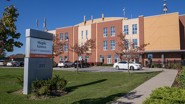 image of front entrance of Maple Grove Care Community in Brampton